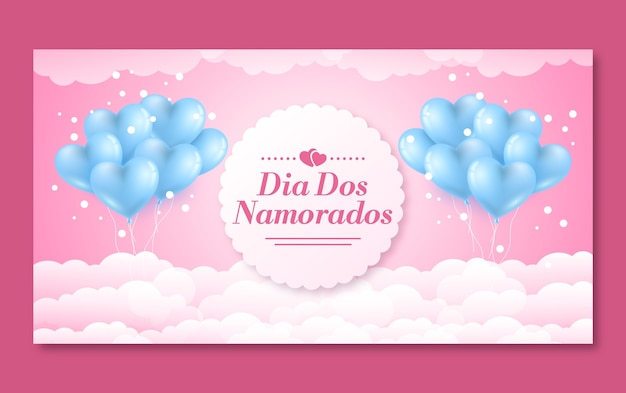 Free vector realistic dia dos namorados social media post template with balloons