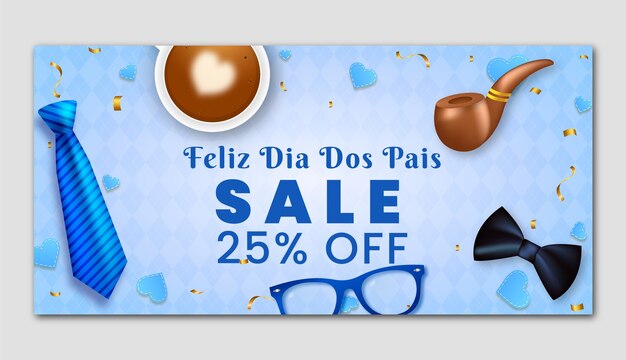 Free vector realistic dia dos pais sale horizontal banner template