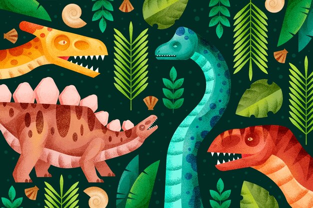 Realistic dinosaurs illustration background