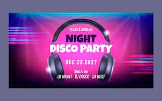 Free vector realistic disco party socia media facebook post