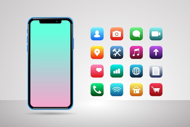 Realistic display smartphone with some apps