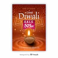 Free vector realistic diwali sale flyer template