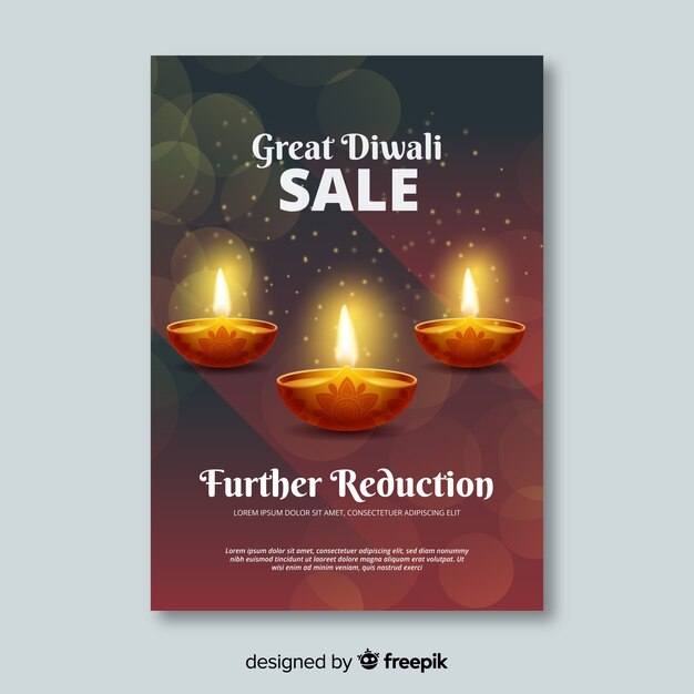 realistic diwali sale flyer template