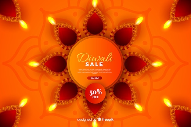 Vendita di diwali realistica con sconto