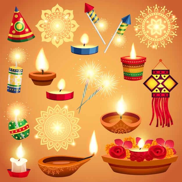 Free vector realistic diwali set