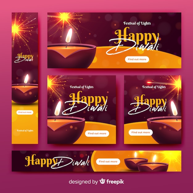 Realistici banner web diwali