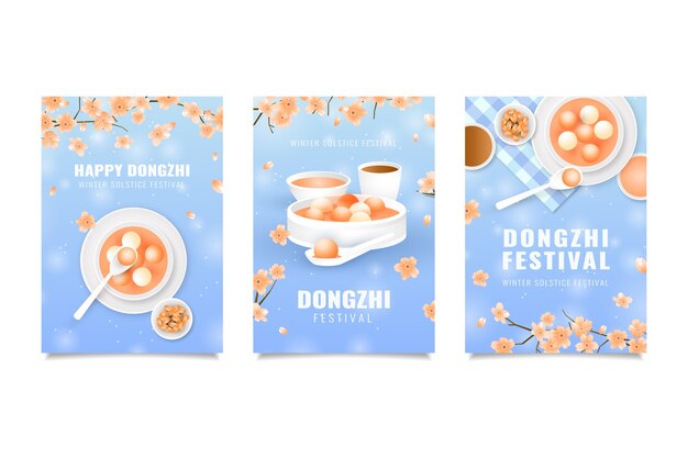 Realistic dongzhi festival greeting card template