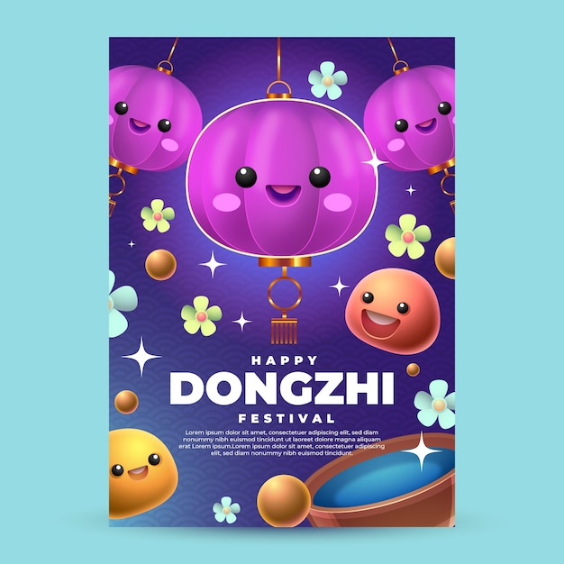 Realistic dongzhi festival greeting card template