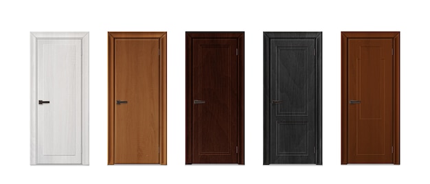 Realistic doors collection illustration