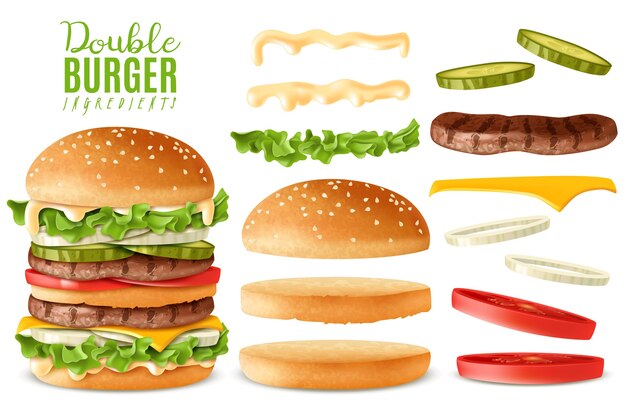 Premium Vector Realistic burgers collection transparent 