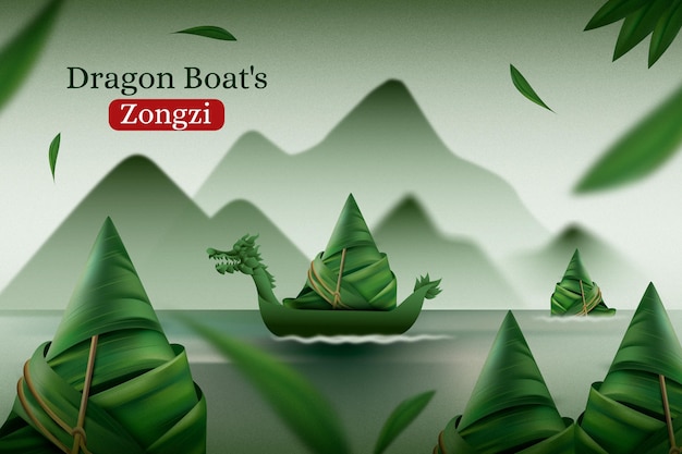 Realistic Dragon Boat's Zongzi Background