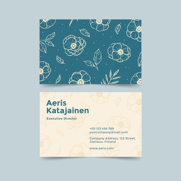 Free vector realistic draw floral business card