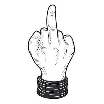 Realistic drawn hand with fuck you symbol