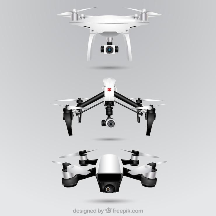 Free Vector realistic drone collection of three