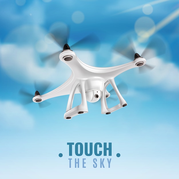 Realistic Drone In Sky Illustration