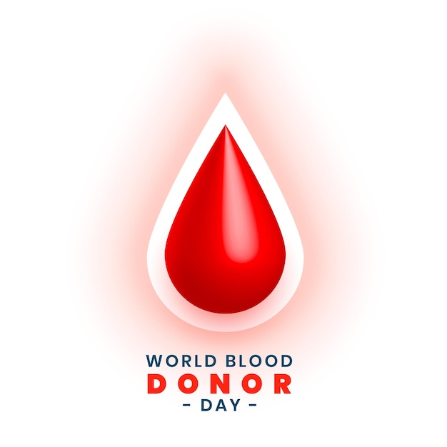 Free vector realistic drop of blood for world blood donor day concept