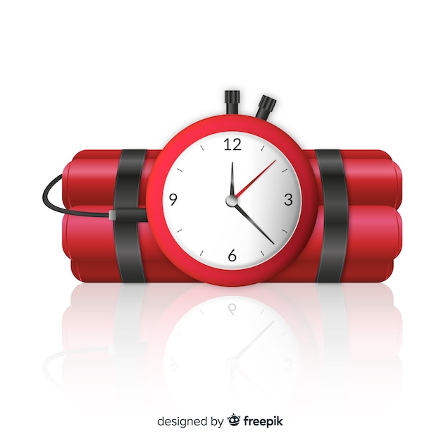 Free vector realistic dynamite with clock