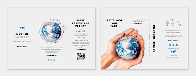 Realistic earth day brochure template