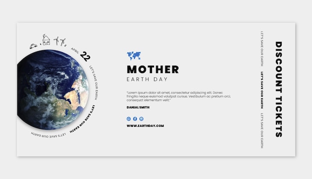 Realistic earth day horizontal banner template