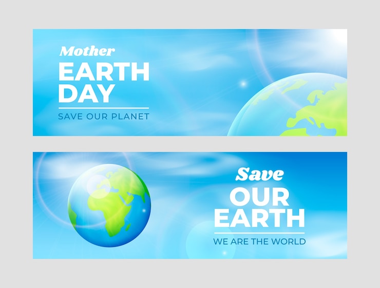 Free Vector realistic earth day horizontal banners pack