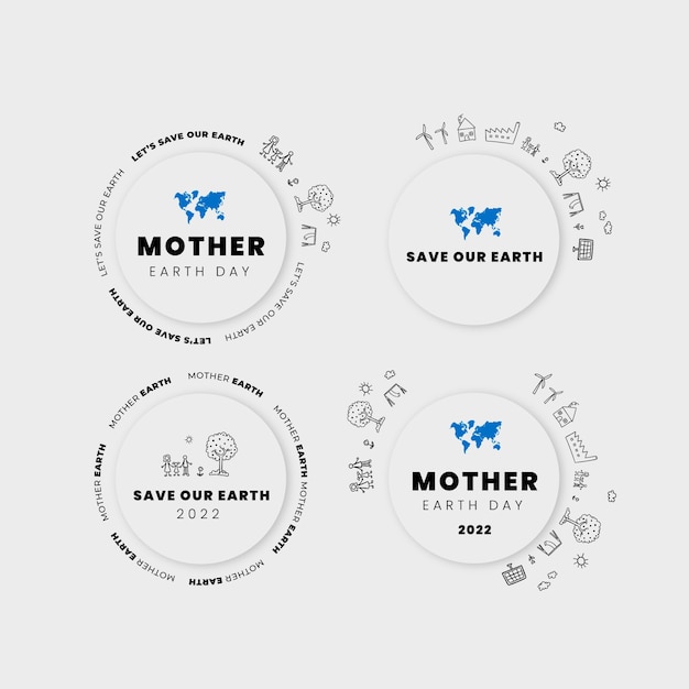 Collezione di etichette realistiche per la giornata della terra