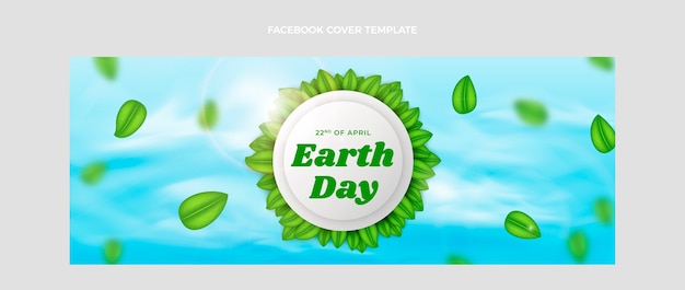 Realistic earth day social media cover template