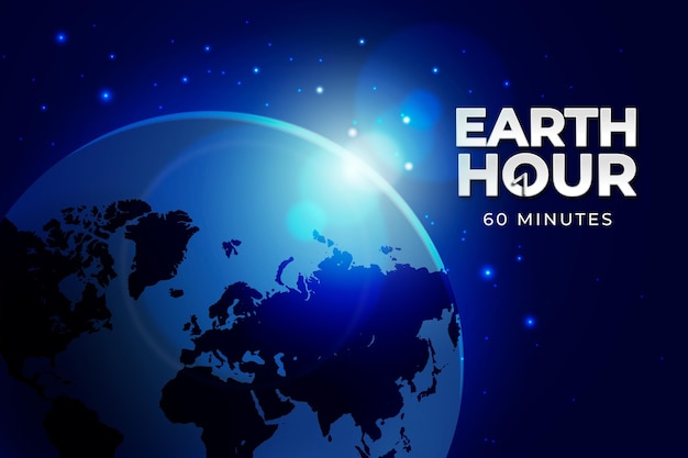Realistic earth hour illustration with planet