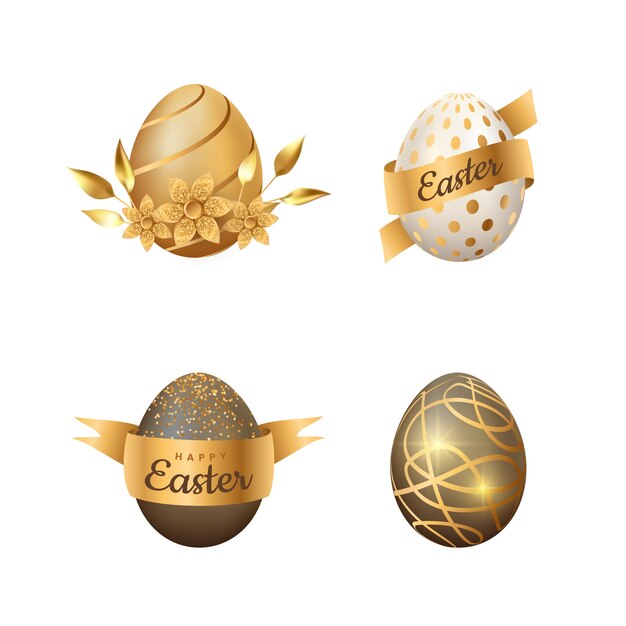 Realistic easter cliparts collection