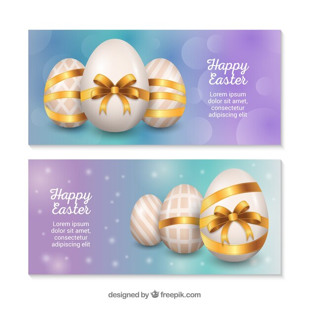 Realistic easter day banners