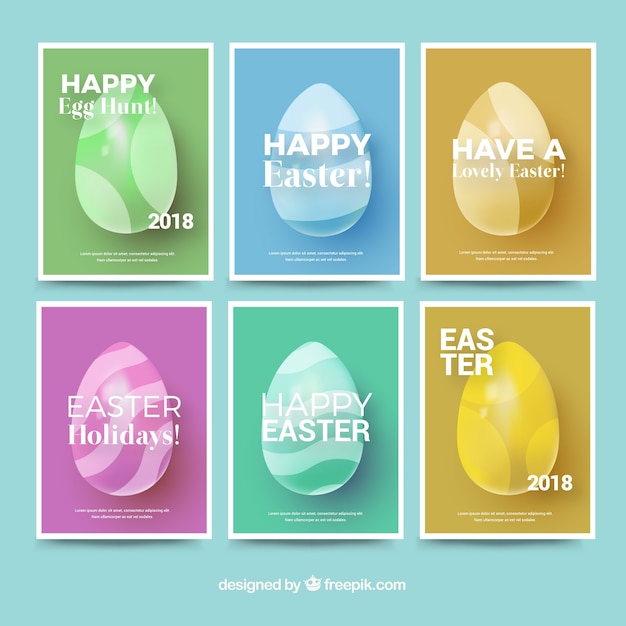 Collezione di carte realistico giorno di pasqua