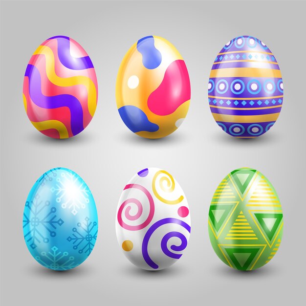 Realistic easter day egg collection concept