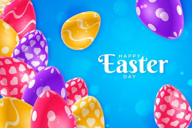 Realistic easter day eggs background