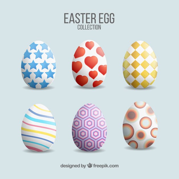 Realistic easter day eggs collection