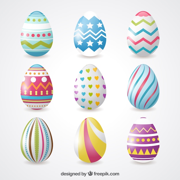 Free vector realistic easter day eggs collection