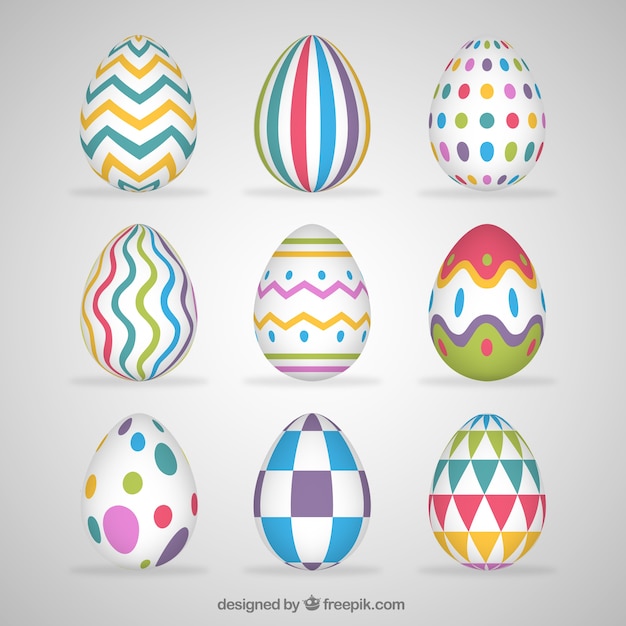 Бесплатное векторное изображение Реалистичная коллекция пасхальных яиц