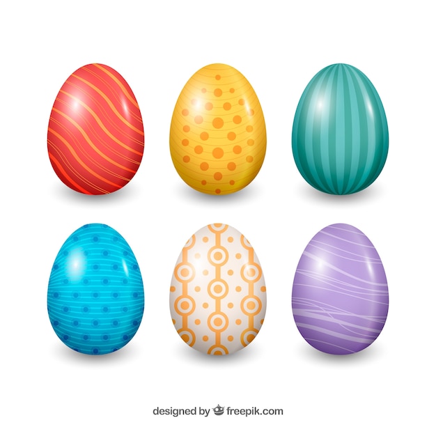 Realistic easter day eggs collection