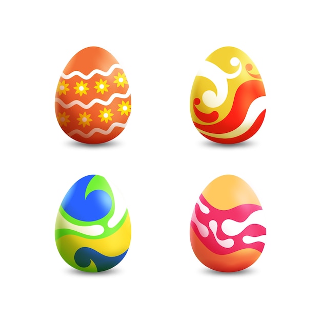 Realistic easter day eggs with liquid effect design