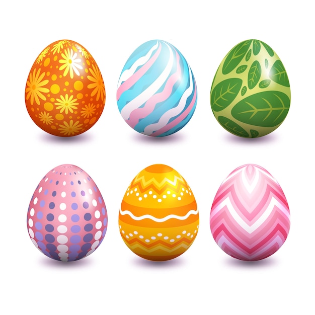 Realistic easter eggs collection concept