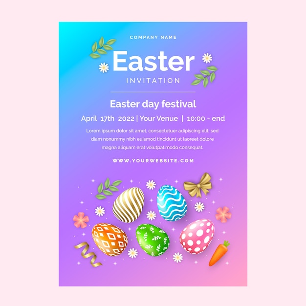 Free vector realistic easter invitation template