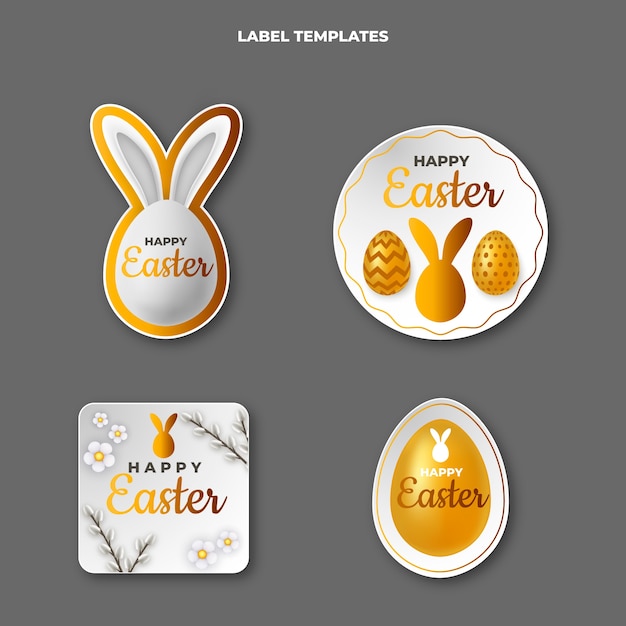 Free vector realistic easter labels collection