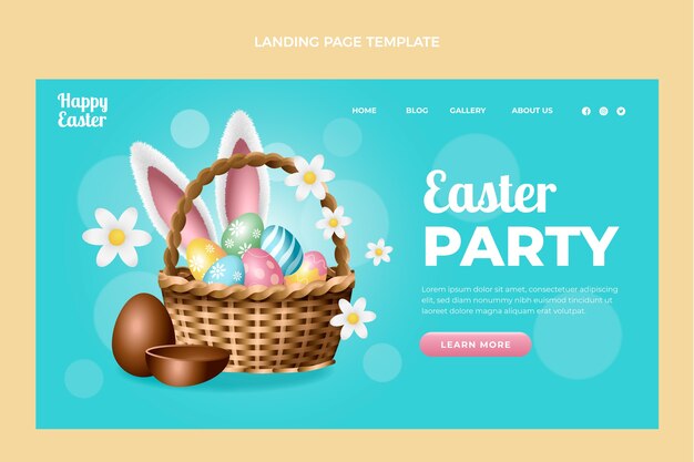 Realistic easter landing page template