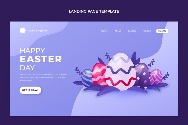 Realistic easter landing page template