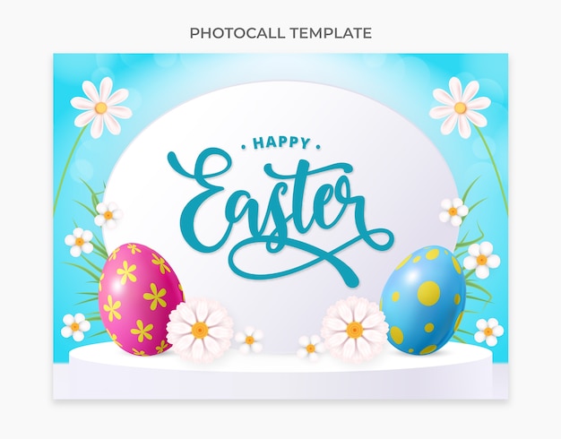 Free vector realistic easter photocall template