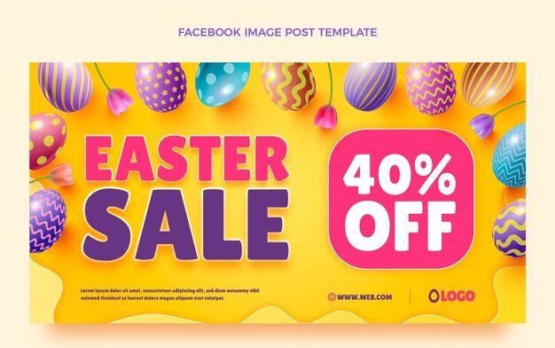 Realistic easter social media post template