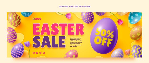 Vettore gratuito intestazione twitter di pasqua realistica