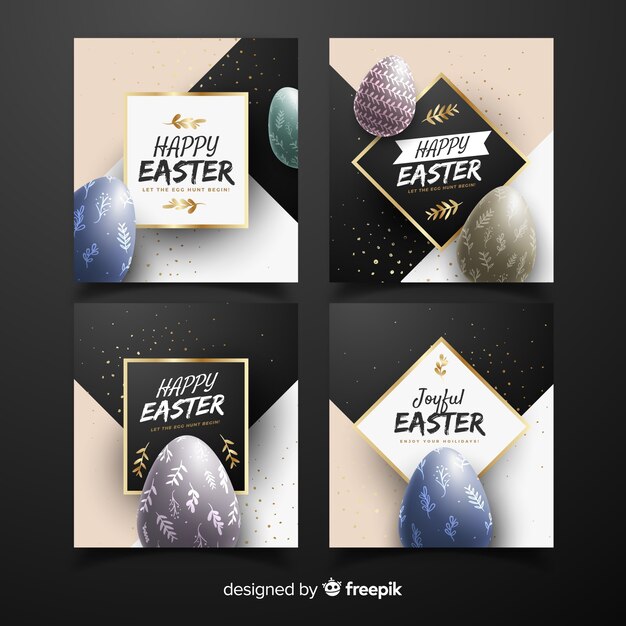 Free vector realistic eggs easter card collection