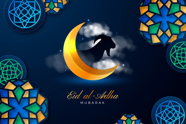 Fondo geometrico realistico di eid al-adha