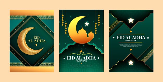 Realistic eid al-adha greeting cards collection