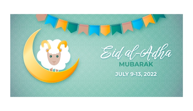 현실적인 eid al-adha 가로 배너