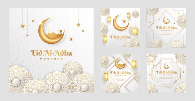현실적인 eid al-adha 인스타그램은 등불과 초승달이 있는 컬렉션을 게시합니다.
